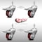 Service Caster 3 Inch SS Maroon Polyurethane 3/8 Inch Threaded Stem Caster Set Total Lock Brake SCC-SSTSTTL20S314-PPUB-MRN-381615-4 - alternate 4